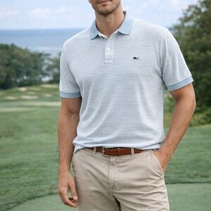Vineyard Vines Blue White Striped Polo XXL